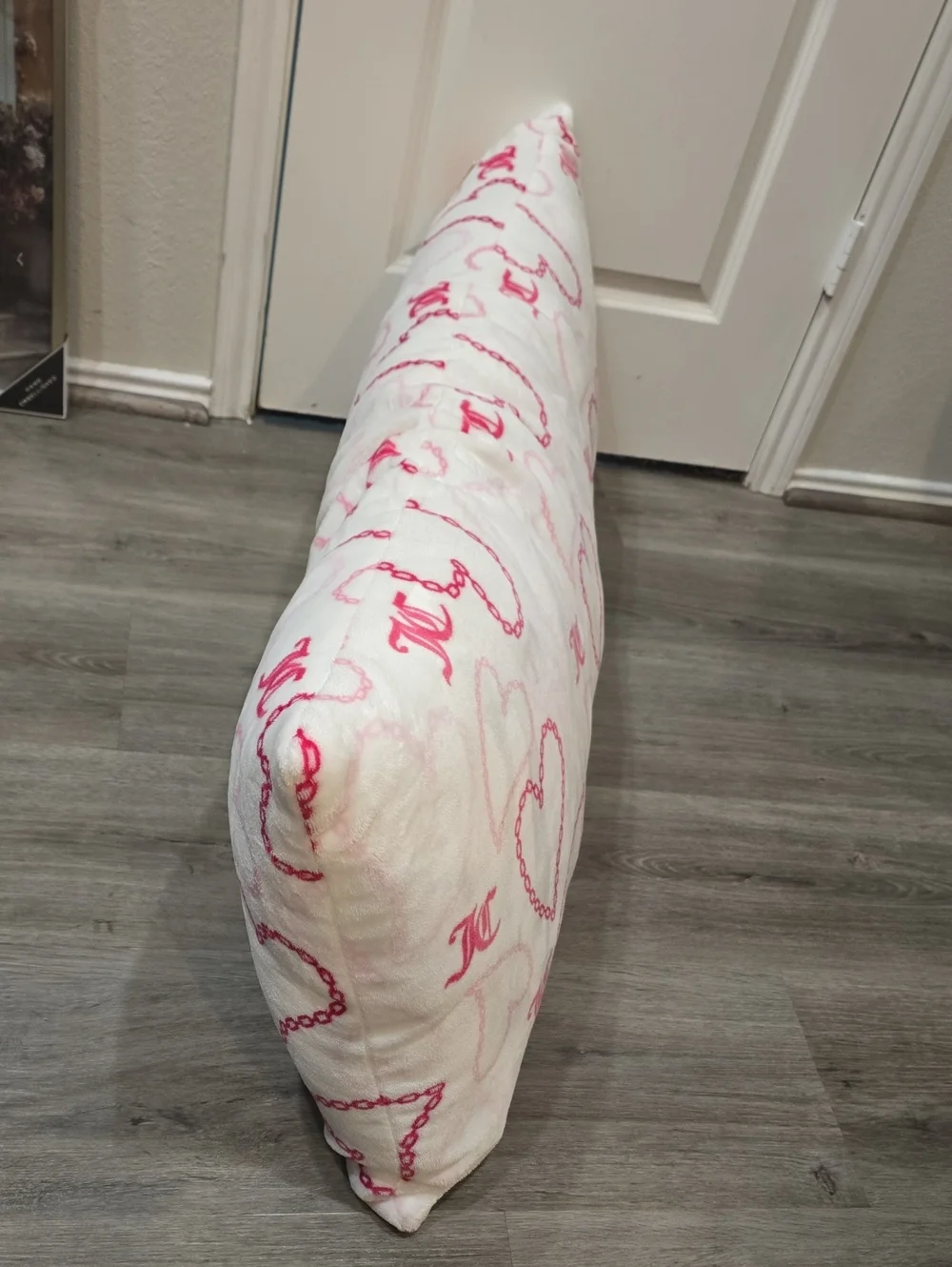 Juicy Couture Home Decorative Chain Heart Print Plush Body Pillow